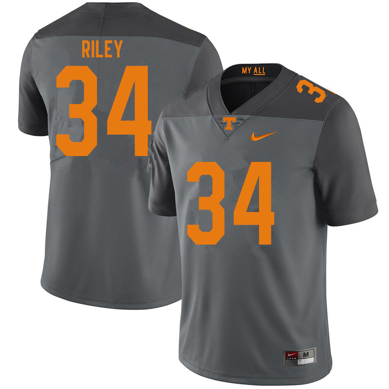 Men #34 Trel Riley Tennessee Volunteers College Football Jerseys Sale-Gray